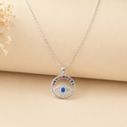 Anti-Tarnish Evil Eye American Diamond Silver Pendant