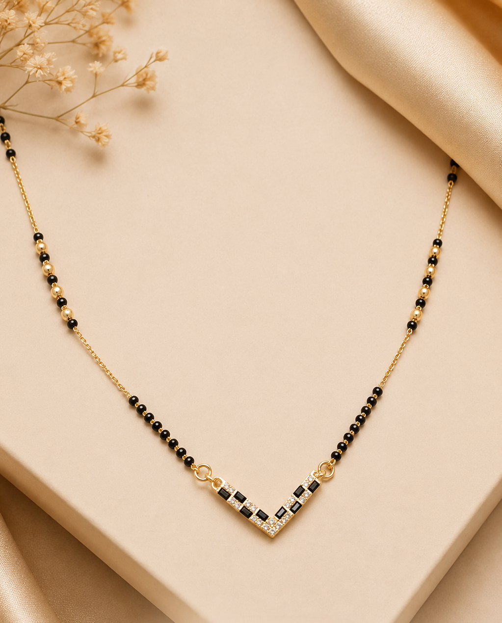 Anti-Tarnish American Diamond Triangle Mangalsutra